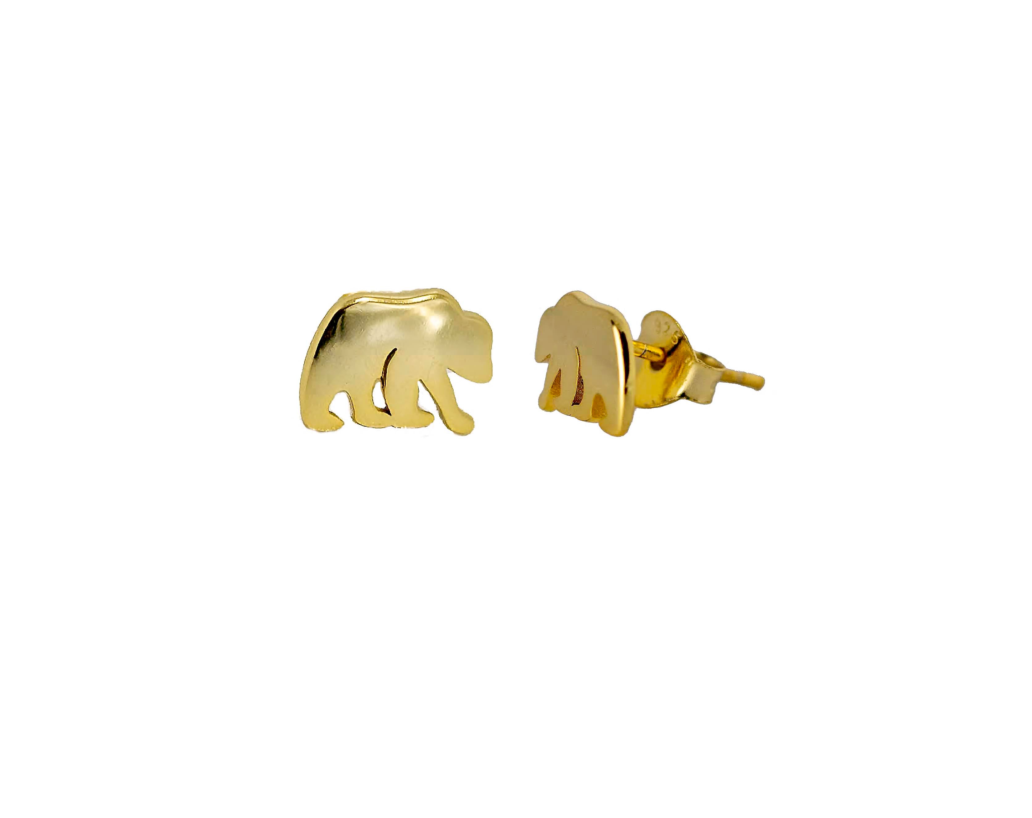 Gold bear earrings