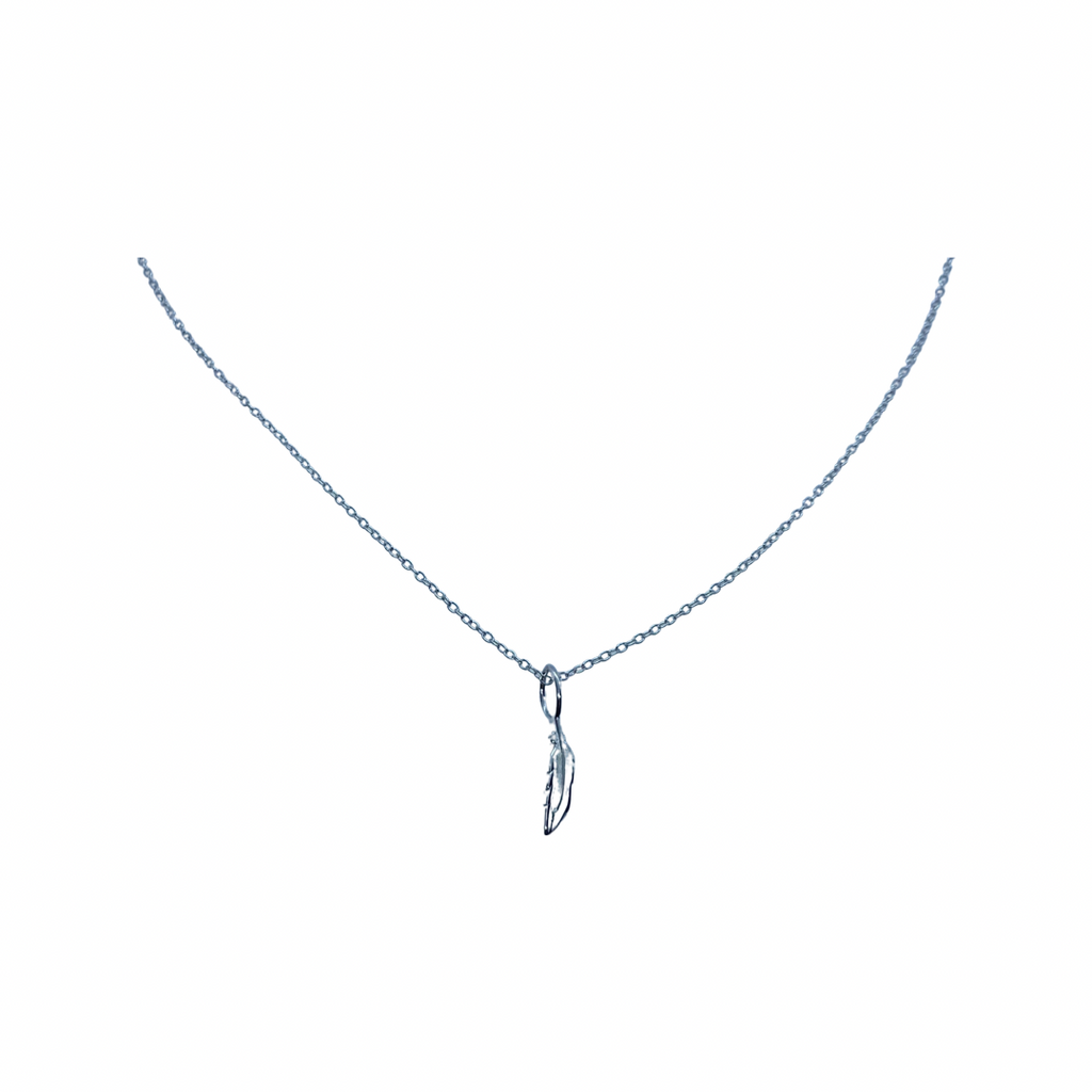 White gold feather necklace.