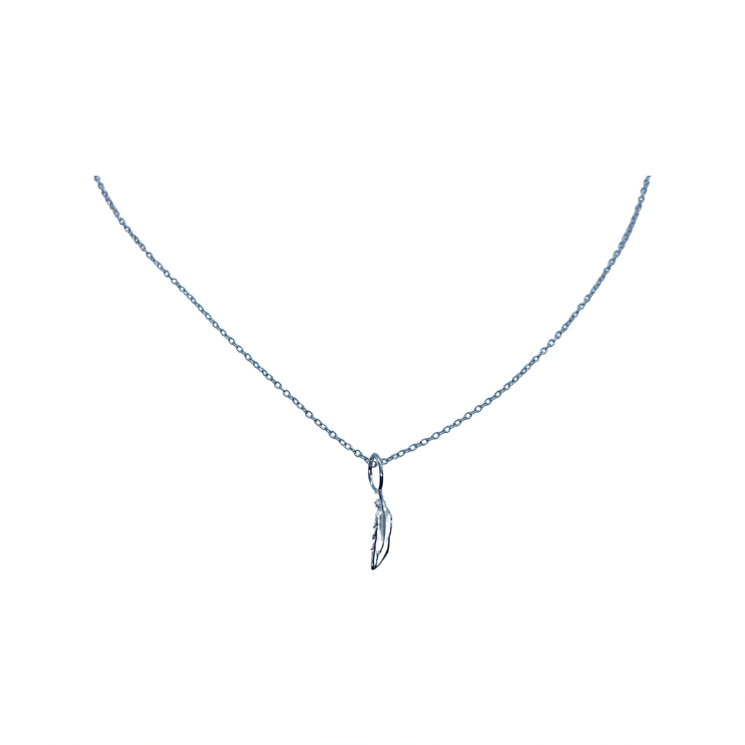 White gold sales feather necklace