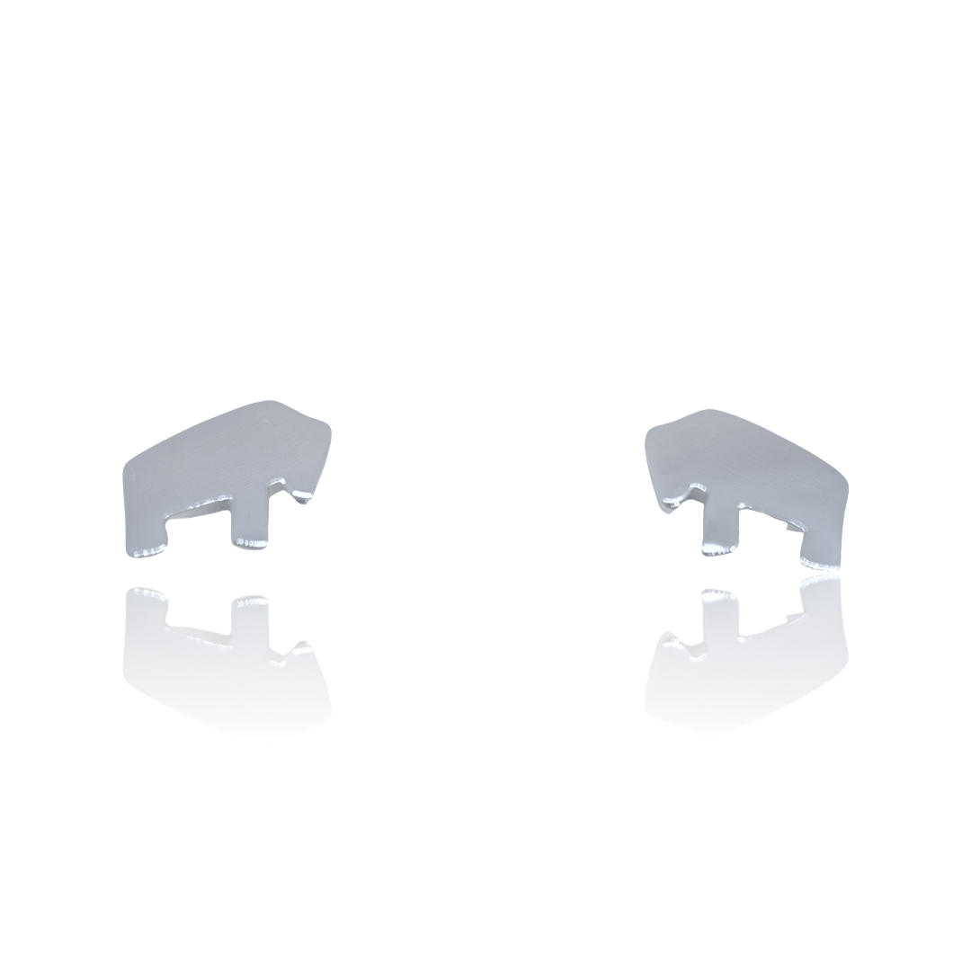 Silver bison earrings